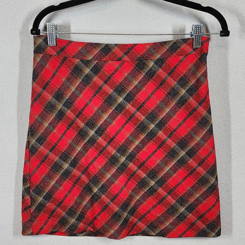 American Eagle Outfitters Mini Skirt‎ Womens 4 Red Plaid Italian Wool Schoolgirl